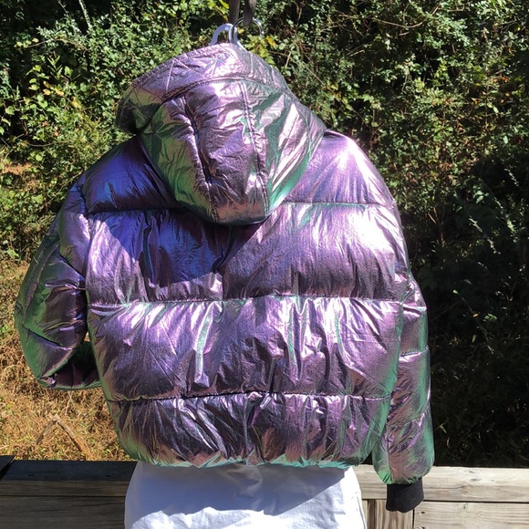 Fashion Nova Holographic Unicorn Puffer Jacket - Picture 7 of 10
